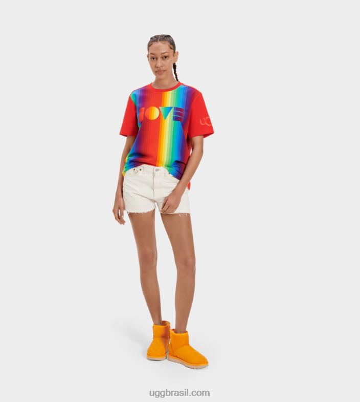 listras de arco-íris 4VTTD1192 UGG todo gênero camiseta com logotipo do orgulho