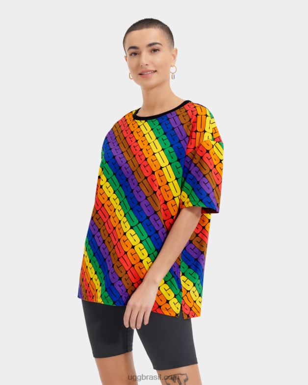 logotipo do arco-íris 4VTTD1191 UGG todo gênero camiseta oversized toni orgulho
