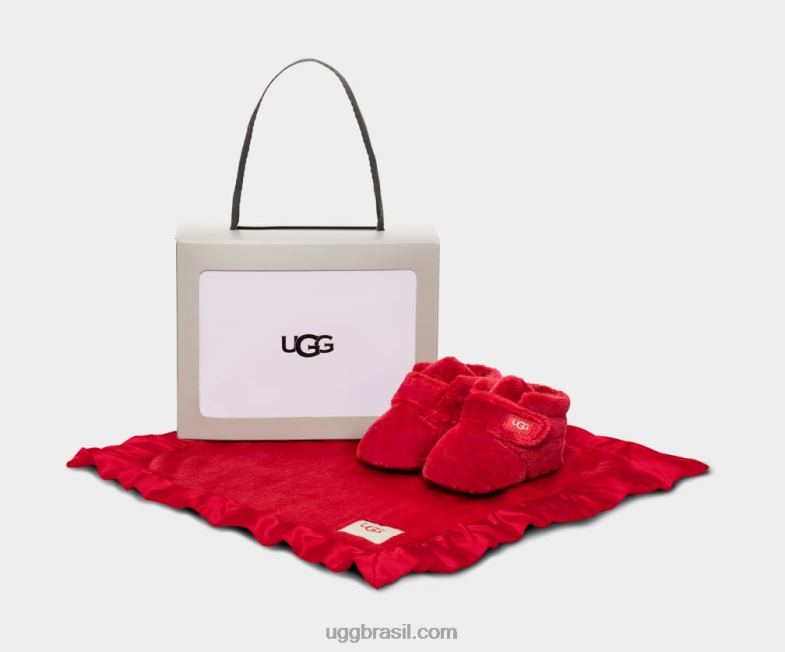 samba vermelho 4VTTD331 UGG bebê botinha bixbee e cobertor lovey