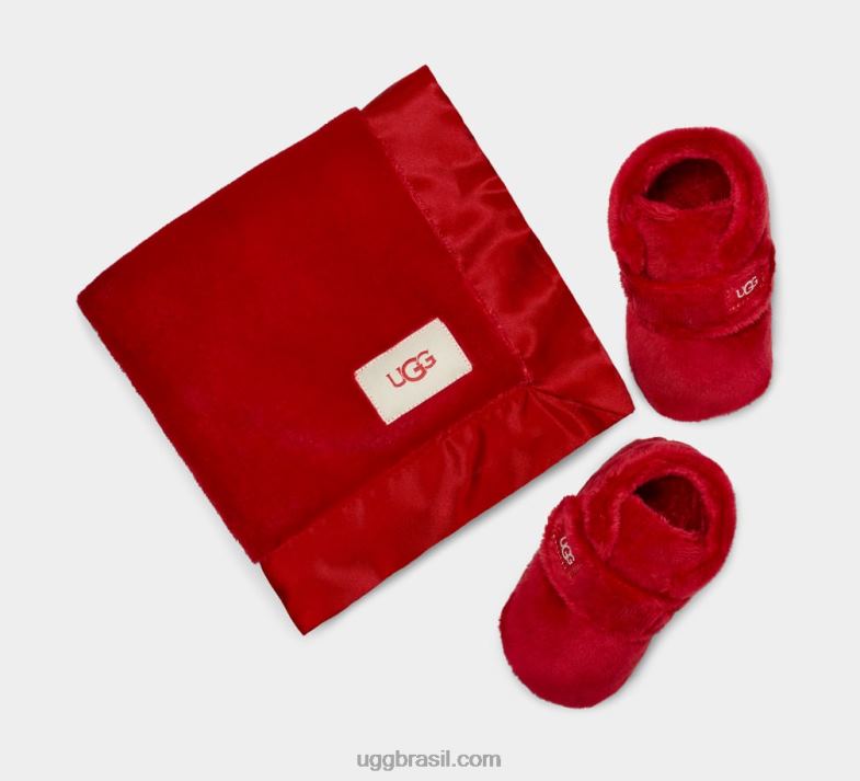 samba vermelho 4VTTD331 UGG bebê botinha bixbee e cobertor lovey
