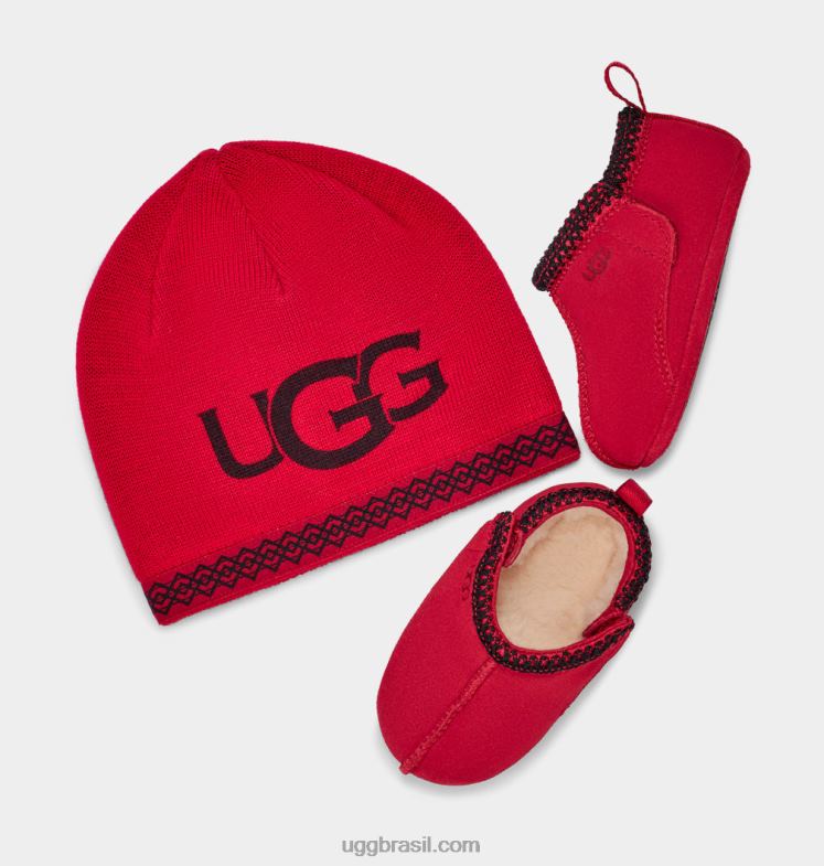 samba vermelho 4VTTD336 UGG bebê tasman e gorro