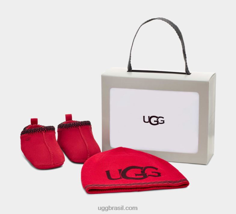 samba vermelho 4VTTD336 UGG bebê tasman e gorro