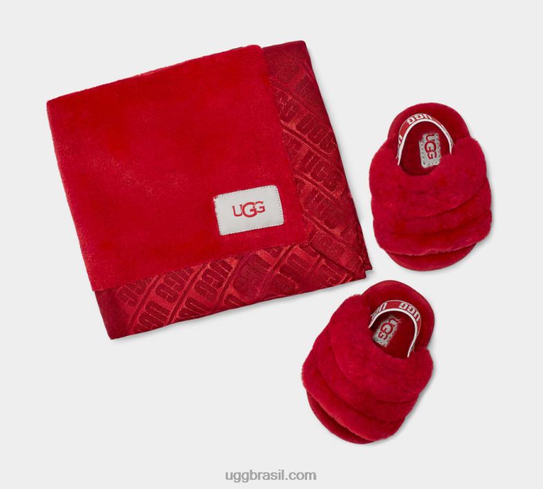 samba vermelho 4VTTD2217 UGG bebê fluff sim slide e lovey