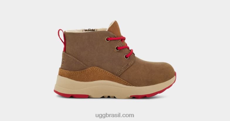 couro nogueira/vermelho samba 4VTTD1986 UGG crianças canoa iii tempo