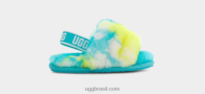 oásis azul/enxofre 4VTTD1998 UGG crianças fluff sim deslizar mármore