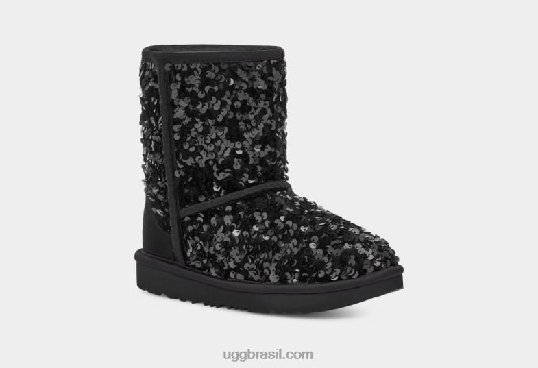 preto 4VTTD1765 UGG crianças lantejoulas grossas curtas clássicas
