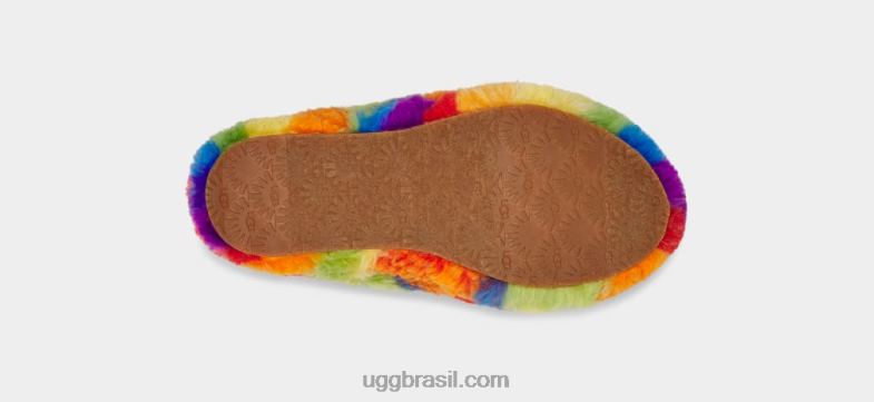 listras de arco-íris 4VTTD262 UGG crianças fluff sim slide colagem cali