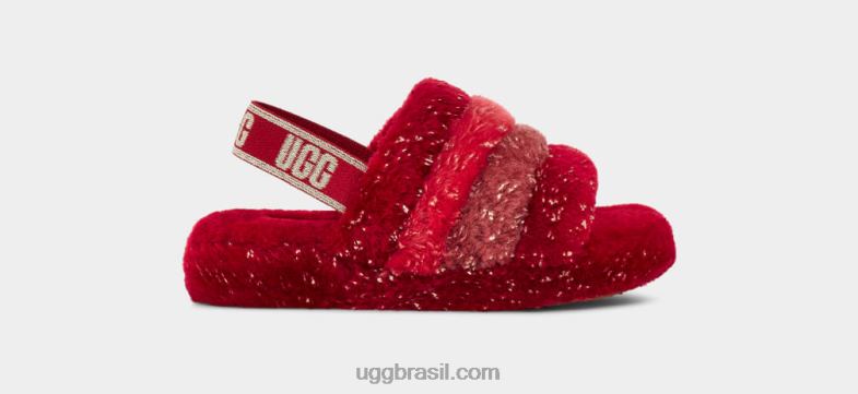 vermelho multi 4VTTD245 UGG crianças fluff sim brilho metálico multi