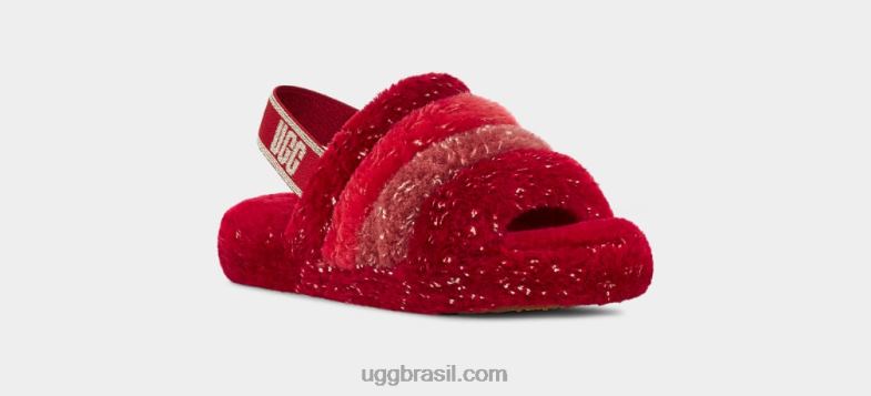 vermelho multi 4VTTD245 UGG crianças fluff sim brilho metálico multi