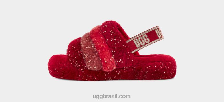 vermelho multi 4VTTD245 UGG crianças fluff sim brilho metálico multi