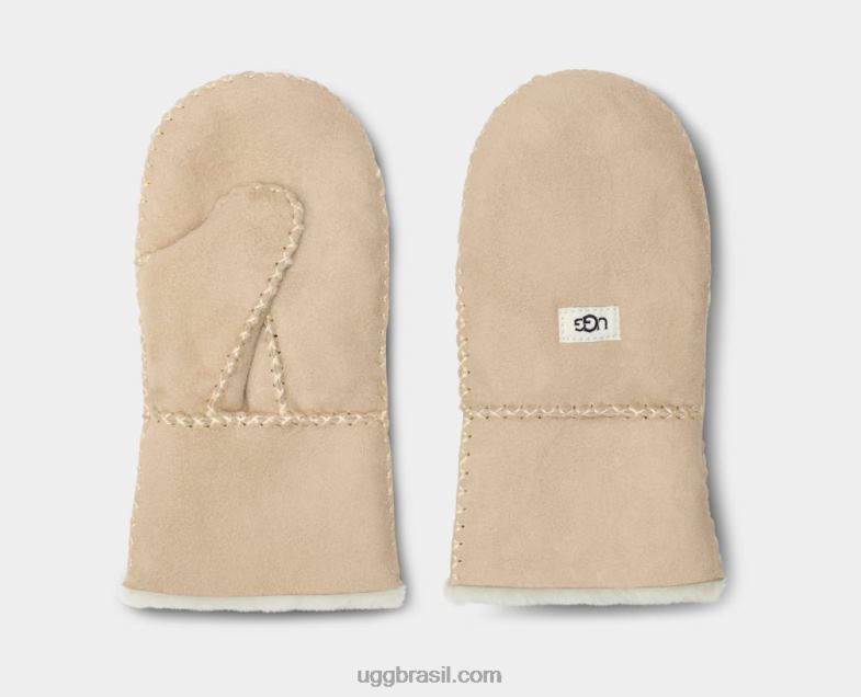 areia 4VTTD1793 UGG crianças luva de pele de carneiro com ponto