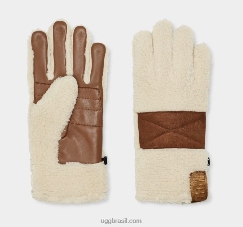 creme 4VTTD299 UGG homens luva sherpa com patch de palma