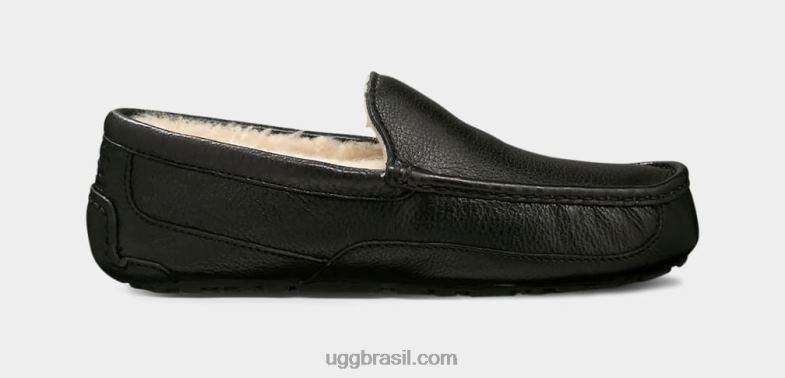 preto 4VTTD1539 UGG homens chinelo de couro ascot