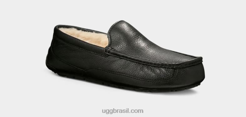 preto 4VTTD1539 UGG homens chinelo de couro ascot