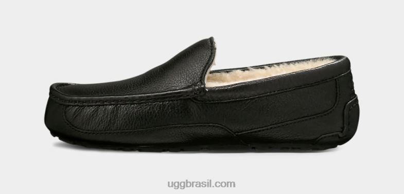 preto 4VTTD1539 UGG homens chinelo de couro ascot