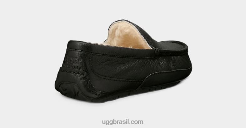 preto 4VTTD1539 UGG homens chinelo de couro ascot
