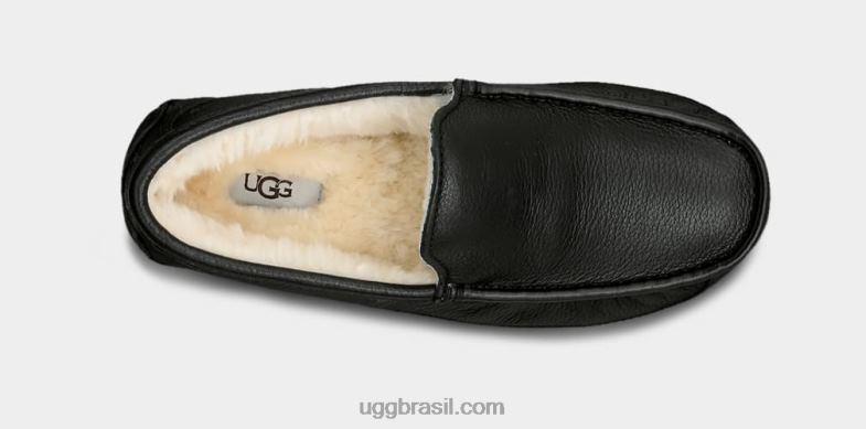 preto 4VTTD1539 UGG homens chinelo de couro ascot