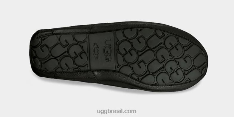 preto 4VTTD1539 UGG homens chinelo de couro ascot