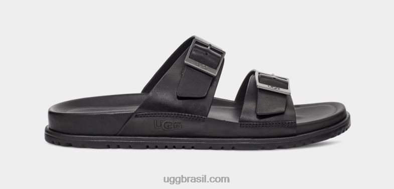 couro preto 4VTTD1404 UGG homens corrediça de fivela wainscott