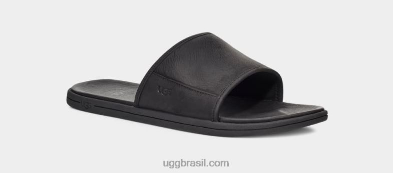 couro preto 4VTTD1545 UGG homens escorrega à beira-mar