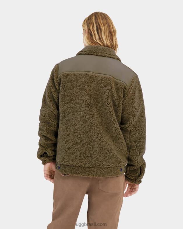 azeitona queimada 4VTTD1885 UGG homens Jaqueta Trucker Janson Sherpa