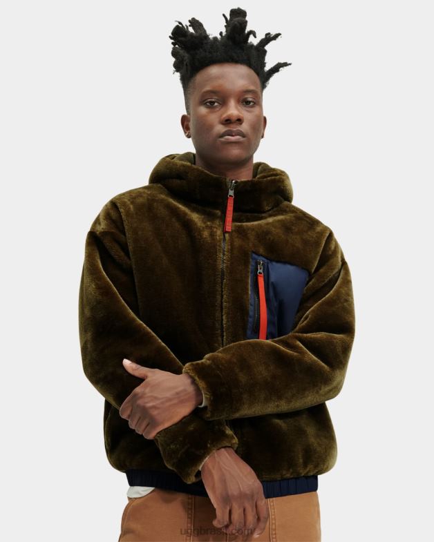 azeitona queimada 4VTTD1903 UGG homens kairo jaqueta de pele falsa