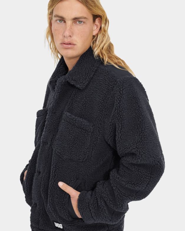 cinza escura 4VTTD1887 UGG homens Jaqueta Trucker Janson Sherpa