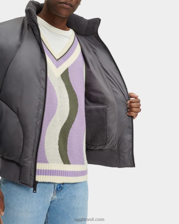 cinza escura 4VTTD1892 UGG homens damion sherpa jaqueta puffer