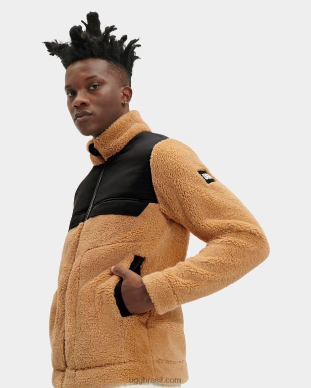 missô/alcatrão 4VTTD1863 UGG homens jaqueta sherpa seth bloqueada