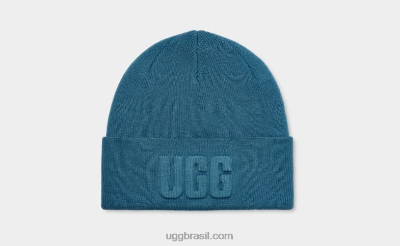 Safira azul 4VTTD1231 UGG mulheres gorro com logotipo gráfico 3D