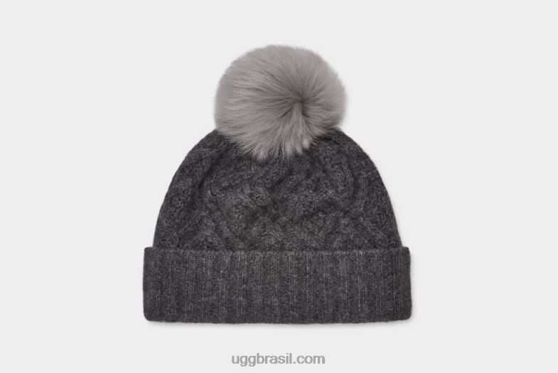 cinza urze médio 4VTTD1244 UGG mulheres chapéu pom de tricô desmond cable