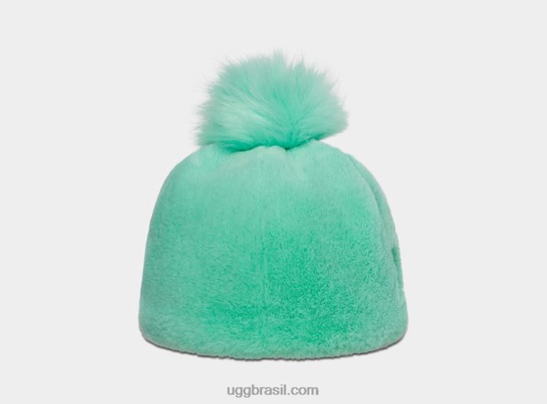 esmeralda pálida 4VTTD1216 UGG mulheres gorro de pele sintética com pom