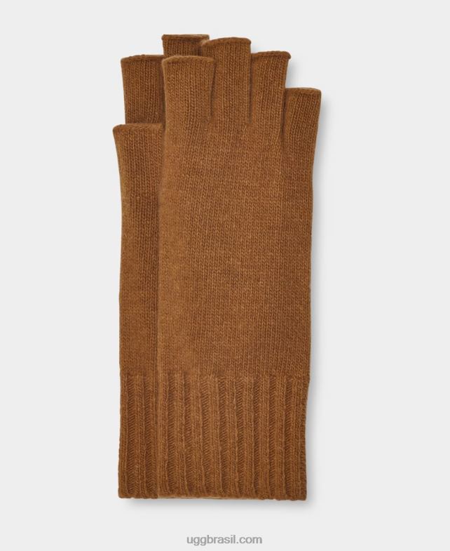 camello scuro 4VTTD134 UGG mulheres luva sem dedos pryce