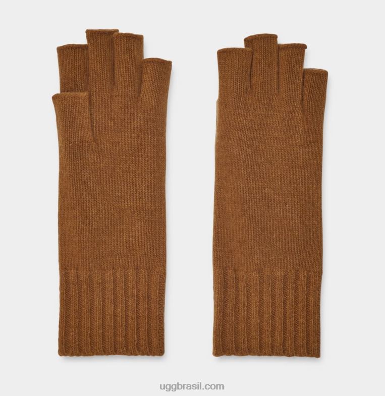camello scuro 4VTTD134 UGG mulheres luva sem dedos pryce
