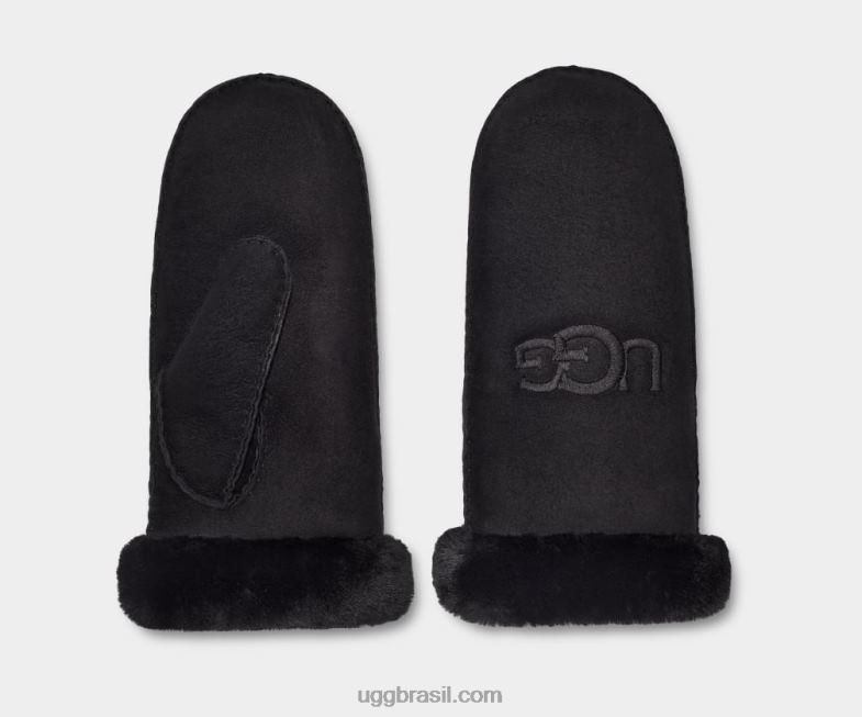 preto 4VTTD1370 UGG mulheres luva de bordar shearling