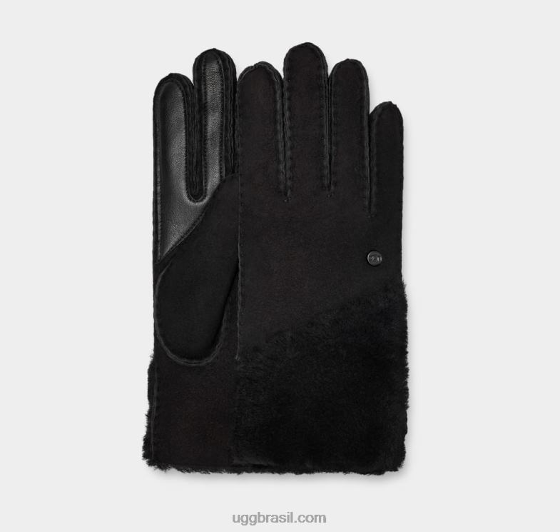 preto 4VTTD144 UGG mulheres luva de pele de carneiro com fecho de correr
