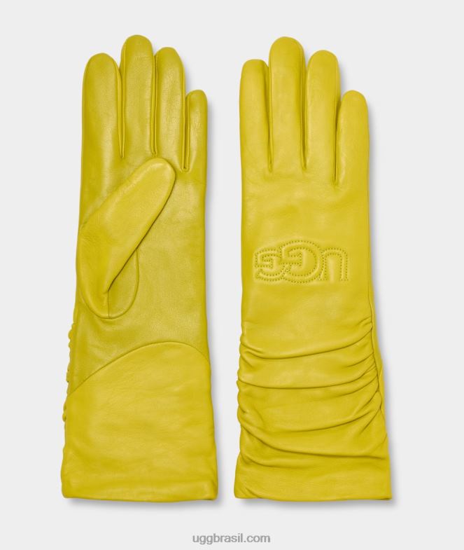 saborear 4VTTD1348 UGG mulheres luva de couro com logo amassado