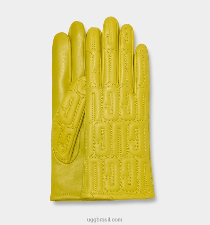 saborear 4VTTD2259 UGG mulheres luva de couro com logotipo acolchoado