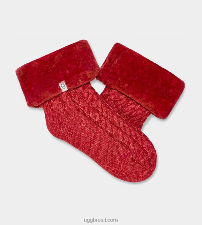 fita vermelha 4VTTD771 UGG mulheres meia forrada de lã lita