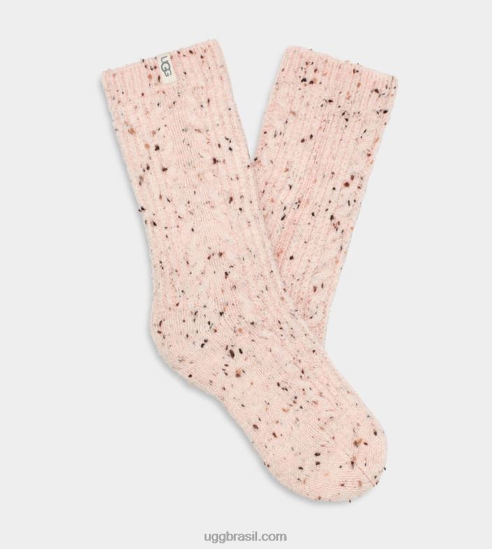 gelo rosa salpicado 4VTTD685 UGG mulheres meia de tricô radell cable