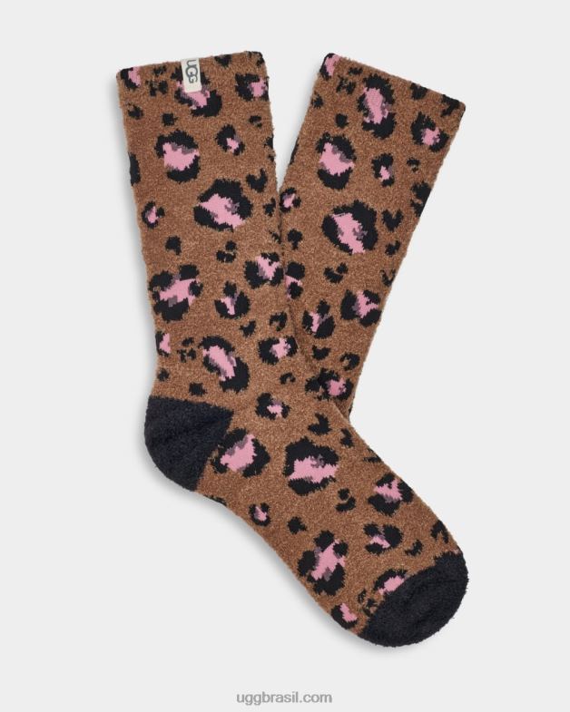 leopardo de casca de cedro 4VTTD12 UGG mulheres meia de tripulação gráfica leslie