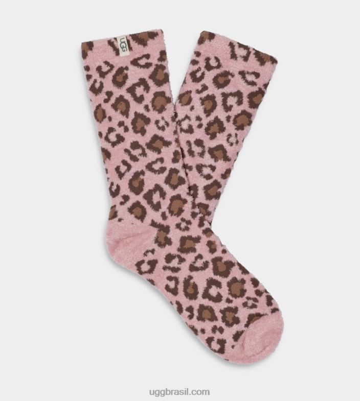 leopardo rosa de barro 4VTTD650 UGG mulheres meia de tripulação gráfica leslie
