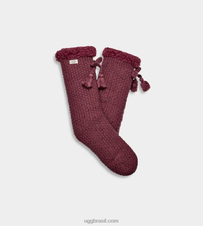 sangria vermelha 4VTTD653 UGG mulheres meia forrada de lã nessie