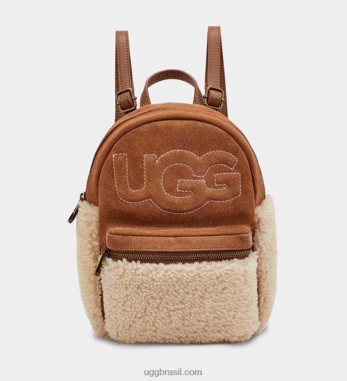 castanha 4VTTD166 UGG mulheres dannie ii mini mochila pele de carneiro