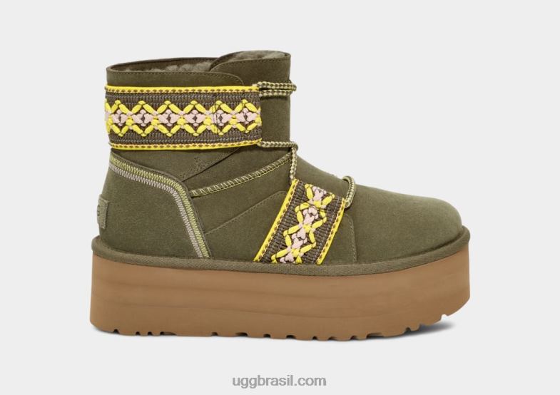 azeitona queimada 4VTTD2135 UGG mulheres plataforma de trança clássica mini ii