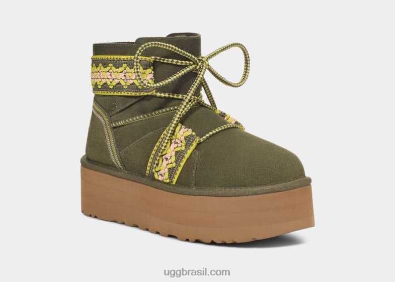 azeitona queimada 4VTTD2135 UGG mulheres plataforma de trança clássica mini ii