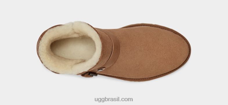 castanha 4VTTD2129 UGG mulheres fivela curta romena