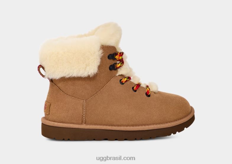 castanha 4VTTD532 UGG mulheres mini laço alpino clássico
