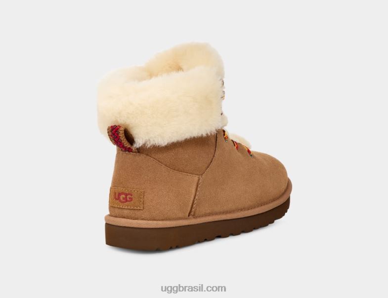 castanha 4VTTD532 UGG mulheres mini laço alpino clássico