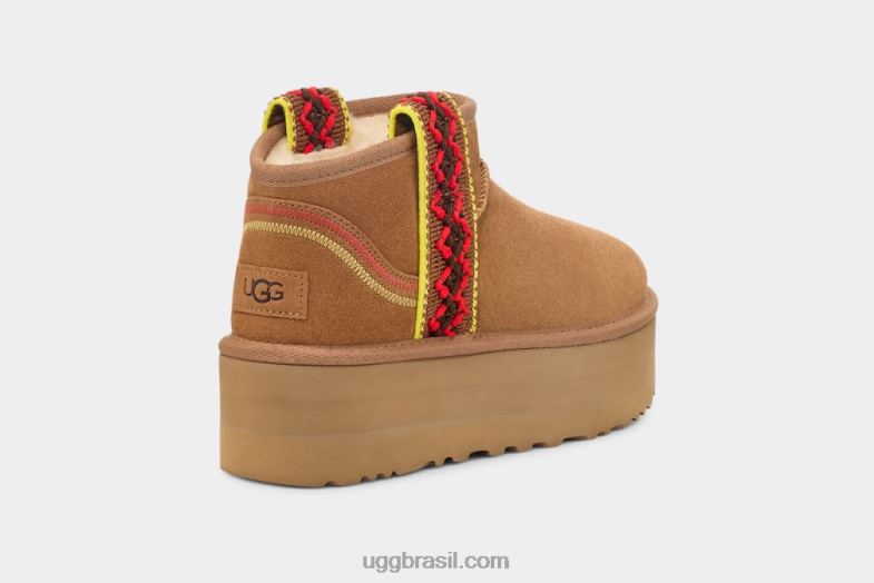 castanha 4VTTD656 UGG mulheres plataforma ultra mini trança clássica